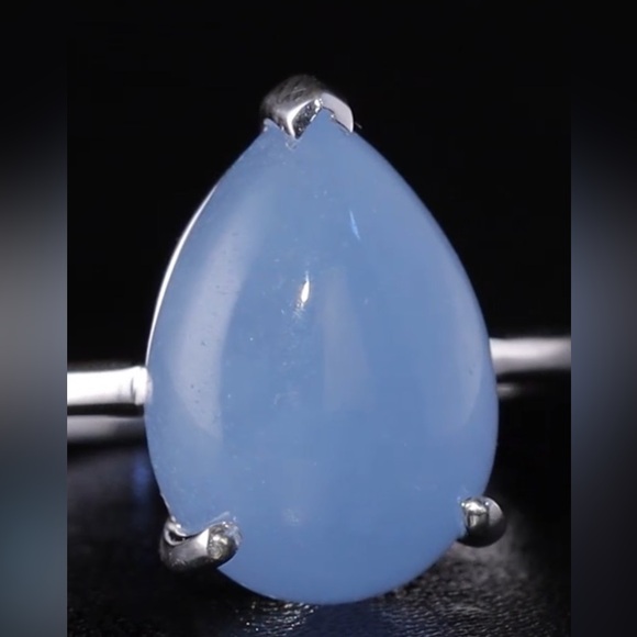 Light Blue Color Jade (D) Solitaire Ring in Sterling Silver 6.70 ctw - Picture 1 of 8